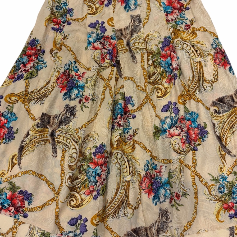Diane Freis 100% Silk Artsy Novelty Leopard Print Midi Skirt Approx Size XL FLAW - Picture 3 of 12